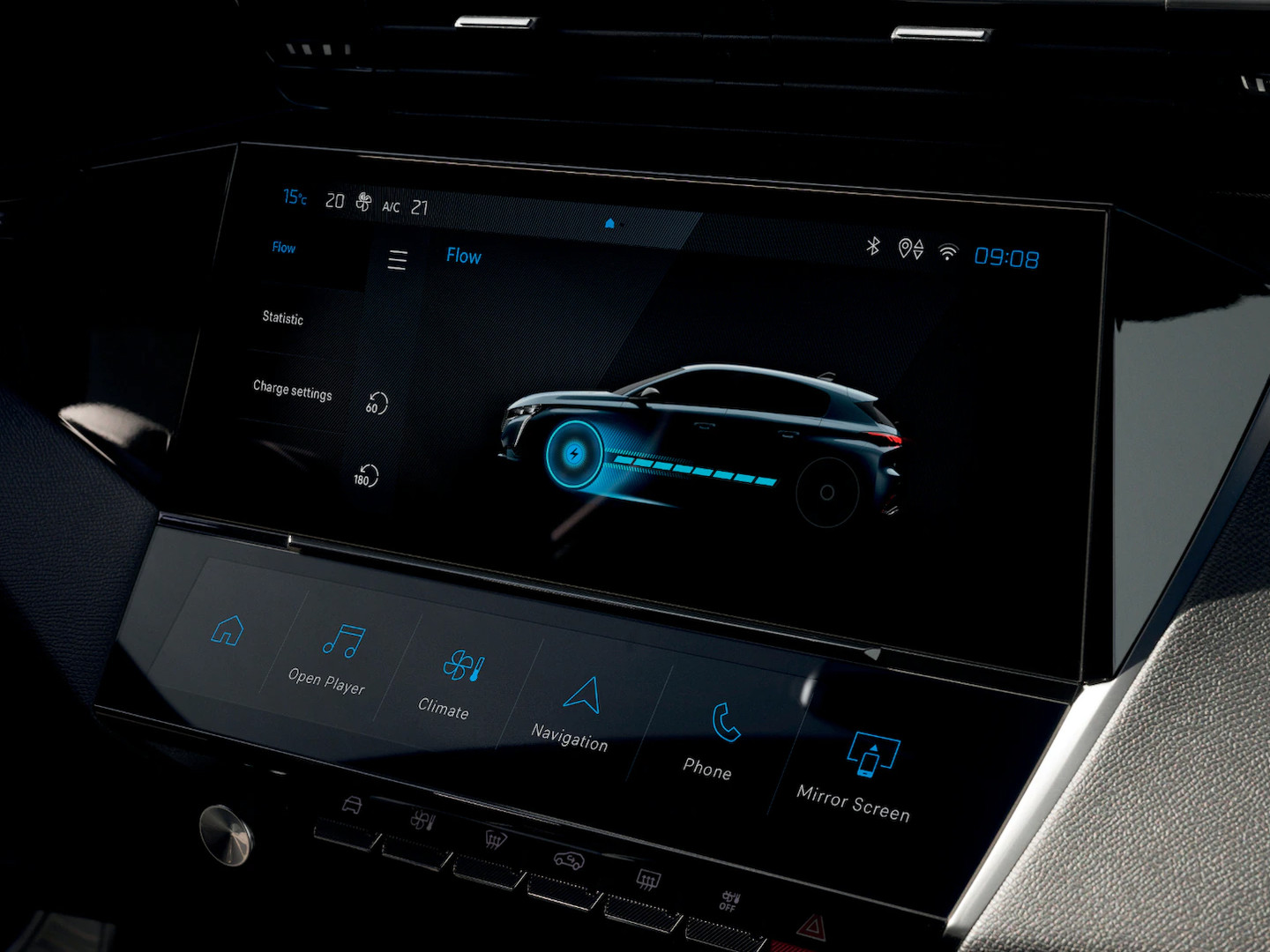 Peugeot E-308 con schermo touchscreen da 10''
